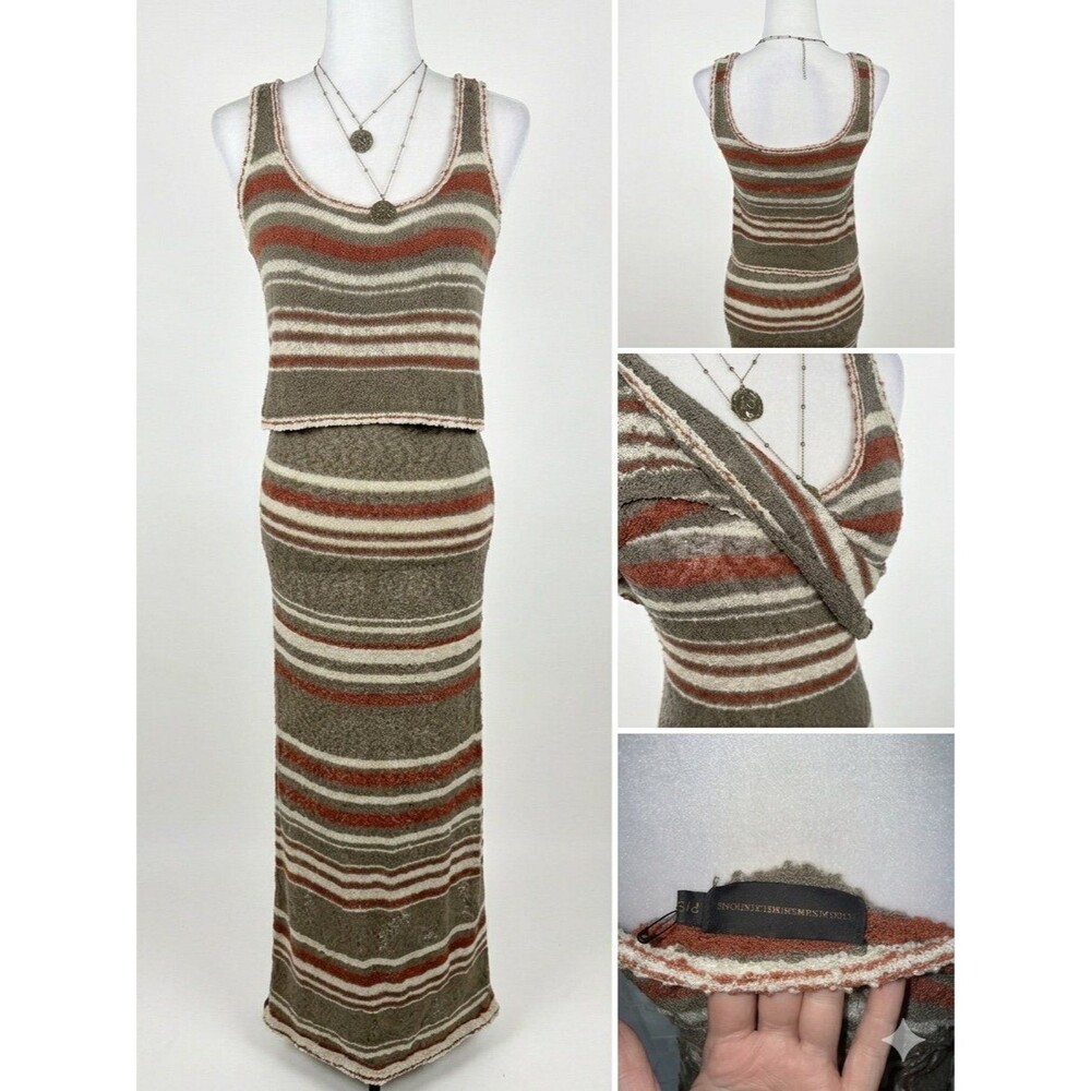 Eternal Sunshine Creations Striped Knit Maxi Dress P/S Boho Crochet